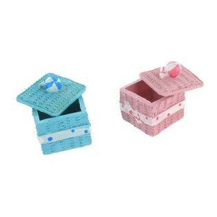DECORATIE OPBERG DOOSJE - ROZE/BLAUW (2st.)