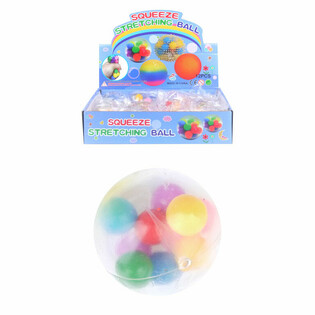 Squeeze Bal Ø6cm met Pom Poms (Display van 12)