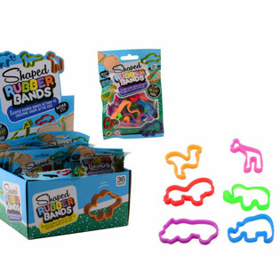6-DELIGE RUBBER BANDS SET WILDE DIEREN IN DISPLAY (36st.)