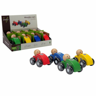 JOUECO - HOUTEN AUTO’S IN DISPLAY - Geschikt voor kinderen vanaf: 12 Maanden (8st.)