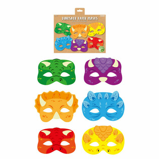 ECO FRIENDLY - DINOSAURUS PAPIEREN MASKERS (1 Verpakking a 12st.)
