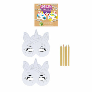 ECO FRIENDLY - KLEUR JE EIGEN UNICORN / EENHOORN MASKER INCLUSIEF 4 POTLODEN (12st.)