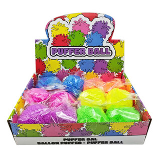 PUFFER BAL MET FELLE KLEUREN - 8CM - IN DISPLAY (12st.)