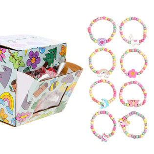 HOUTEN ELASTISCHE MEIDEN ARMBANDJES - IN DISPLAY (100st.)