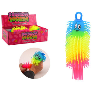 RAINBOW PUFFER WORM BAL - 22CM - MIX KLEUREN - IN DISPLAY (12st.)