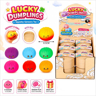 RAGE - LUCKY DUMPLINGS - Squishy Bun Dumplings GROOT Afm. 8.5 x 8.5 x 4.8 Cm - IN DISPLAY (12st.)