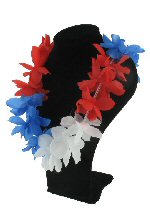 Art.nr: 43291-C - HAWAI KRANS - ROOD/WIT/BLAUW (12st.)