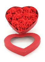 Art.nr: 45572 - 12 SOAP FLOWER BLAADJES IN HARTEN BOX (2st.)